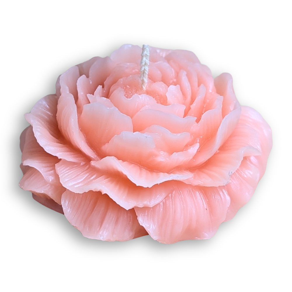 Dusty Rose peony shaped candle