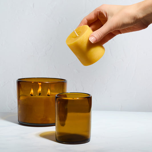 beeswax jar candle refill candles for blown glass holders bluecorn beeswax