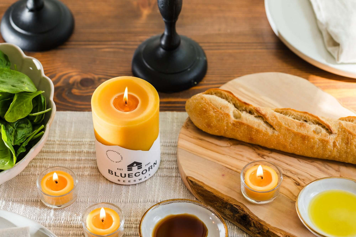 pure beeswax refill tea light candles in glass holder
