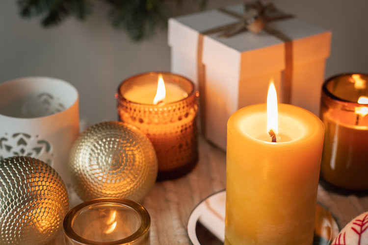 bluecorn beeswax ivory and dusty rose taper candles