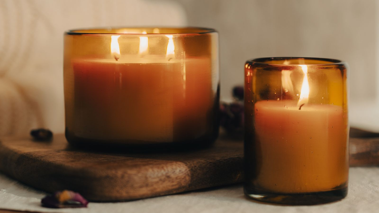 Refillable glass candles in blown glass