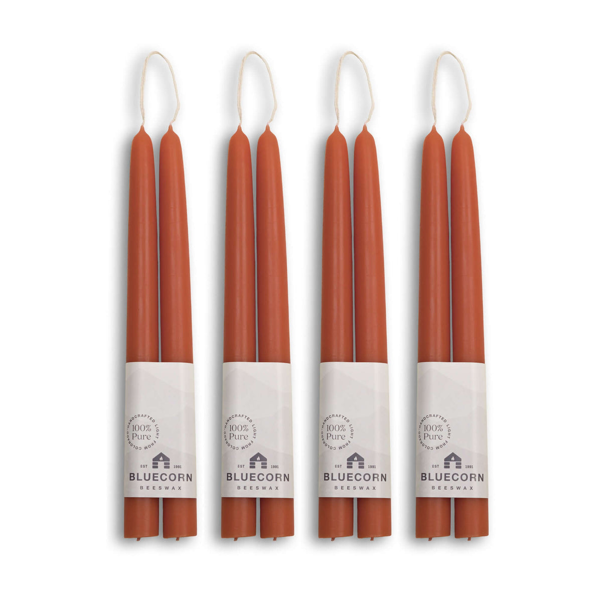 Clearance Candles - 4-Pair Terracotta Hand-Dipped beeswax tapers with white background
