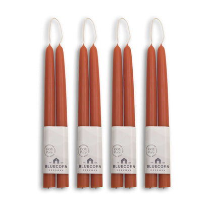 Clearance Candles - 4-Pair Terracotta Hand-Dipped beeswax tapers with white background