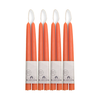 beeswax tapers in peach/ apricot color taper candles bluecorn candles beeswax candles