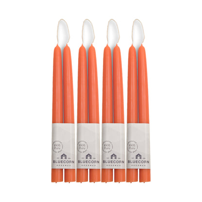 Clearance Candles - 4-Pair 10" Apricot Hand-Dipped beeswax tapers with white background
