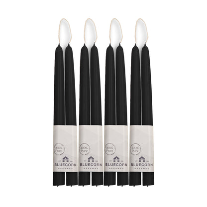 Clearance Candles - 4-Pair 10" Black Hand-Dipped beeswax tapers with white background