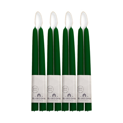 Clearance Candles - 4-Pair 10" Moss Hand-Dipped beeswax tapers with white background
