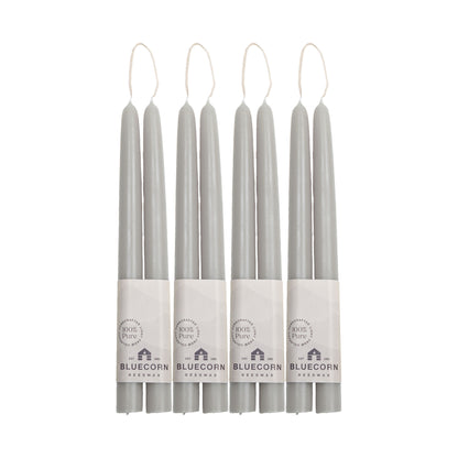 Clearance Candles - 4-Pair 10" Gray Hand-Dipped beeswax tapers with white background