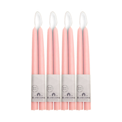 bluecorn candles beeswax taper candles light pink candlesticks
