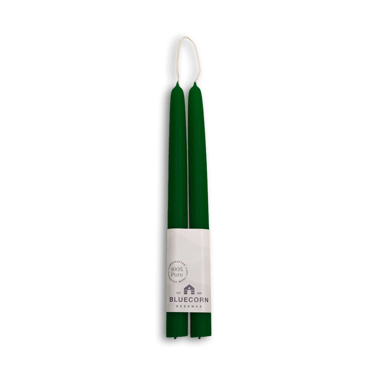 dark green tapered beeswax candles