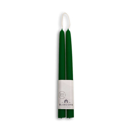 dark green tapered beeswax candles