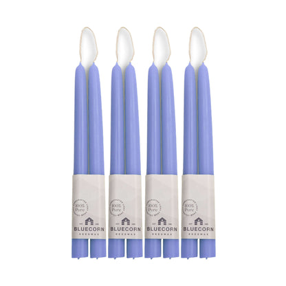 Clearance Candles - 4-Pair light purple Hand-Dipped beeswax tapers with white background