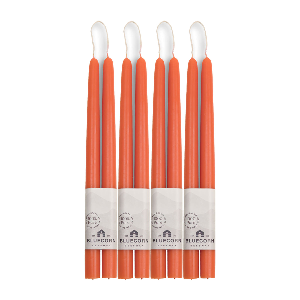 Clearance Candles - 4-Pair 12" Apricot Hand-Dipped beeswax tapers with white background