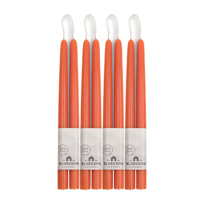 Clearance Candles - 4-Pair 12" Apricot Hand-Dipped beeswax tapers with white background