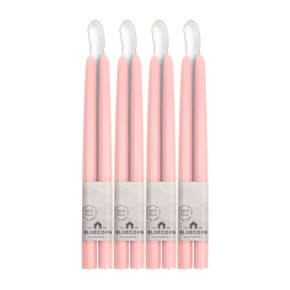 bluecorn candles beeswax tapers in light pink