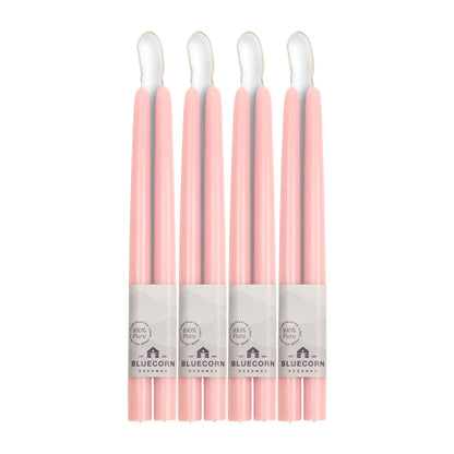 Clearance Candles - 4-Pair 12" Dusty Rose Hand-Dipped beeswax tapers with white background