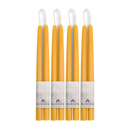 four pairs, eight candlesticks, bluecorn candles pure beeswax raw beeswax golden yellow taper candles