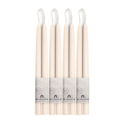 Clearance Candles - 4-Pair 12" Ivory White Hand-Dipped beeswax tapers with white background