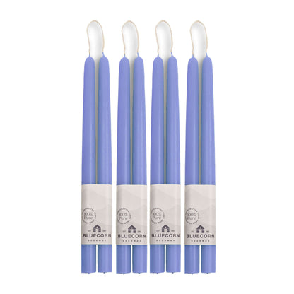 Clearance Candles - 4-Pair light purple Hand-Dipped beeswax tapers with white background