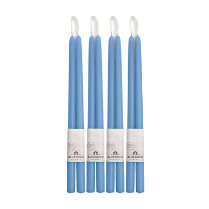 Clearance Candles - 4-Pair Light Blue Hand-Dipped beeswax tapers with white background