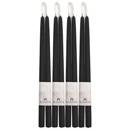 Clearance Candles - 4-Pair 16" Black Hand-Dipped beeswax tapers with white background