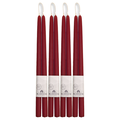eight dark red beeswax taper candles bluecorn candles