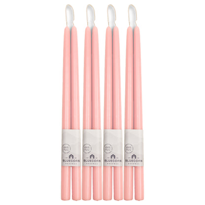 Clearance Candles - 4-Pair 16" Dusty Rose Hand-Dipped beeswax tapers with white background