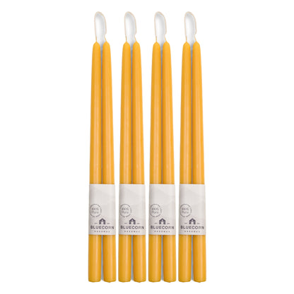 Clearance Candles - 4-Pair 16" Yellow Hand-Dipped beeswax tapers with white background