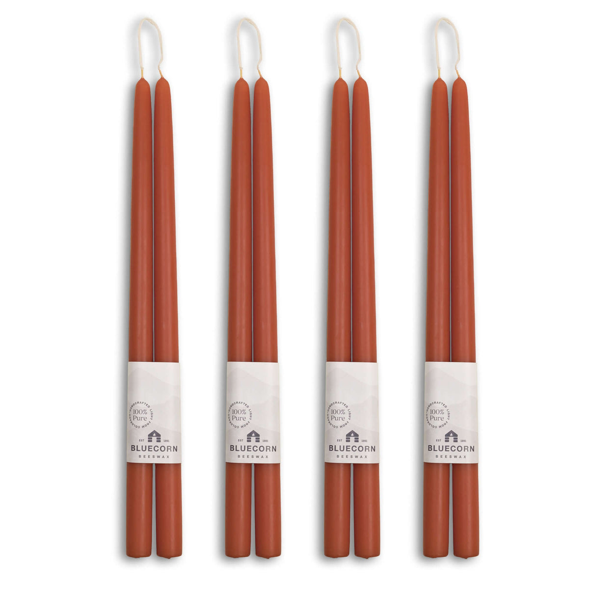 Clearance Candles - 4-Pair Terracotta Hand-Dipped beeswax tapers with white background
