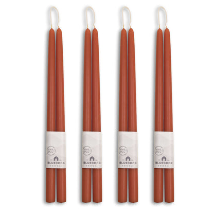Clearance Candles - 4-Pair Terracotta Hand-Dipped beeswax tapers with white background