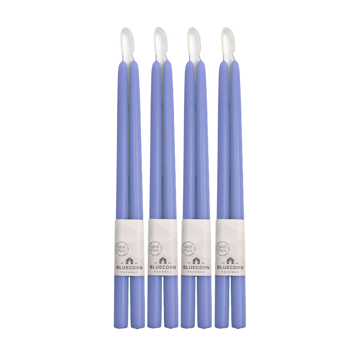 Clearance Candles - 4-Pair light purple Hand-Dipped beeswax tapers with white background