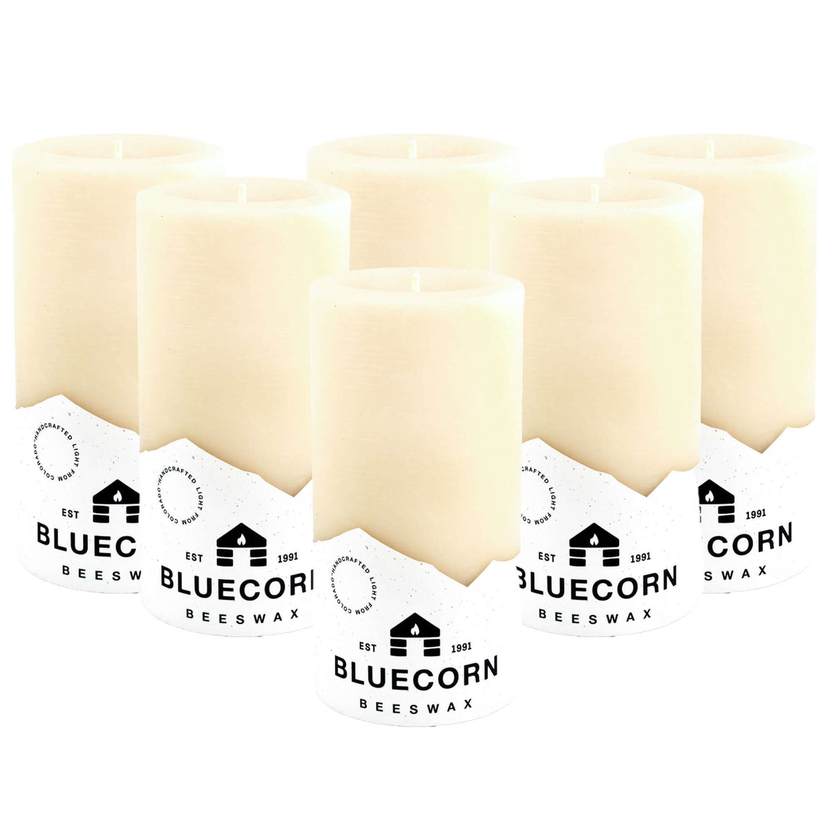 ivory beeswax pillar candles from bluecorn bulk discounted 6-pack large pillar candles