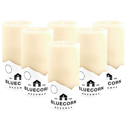 ivory beeswax pillar candles from bluecorn bulk discounted 6-pack large pillar candles