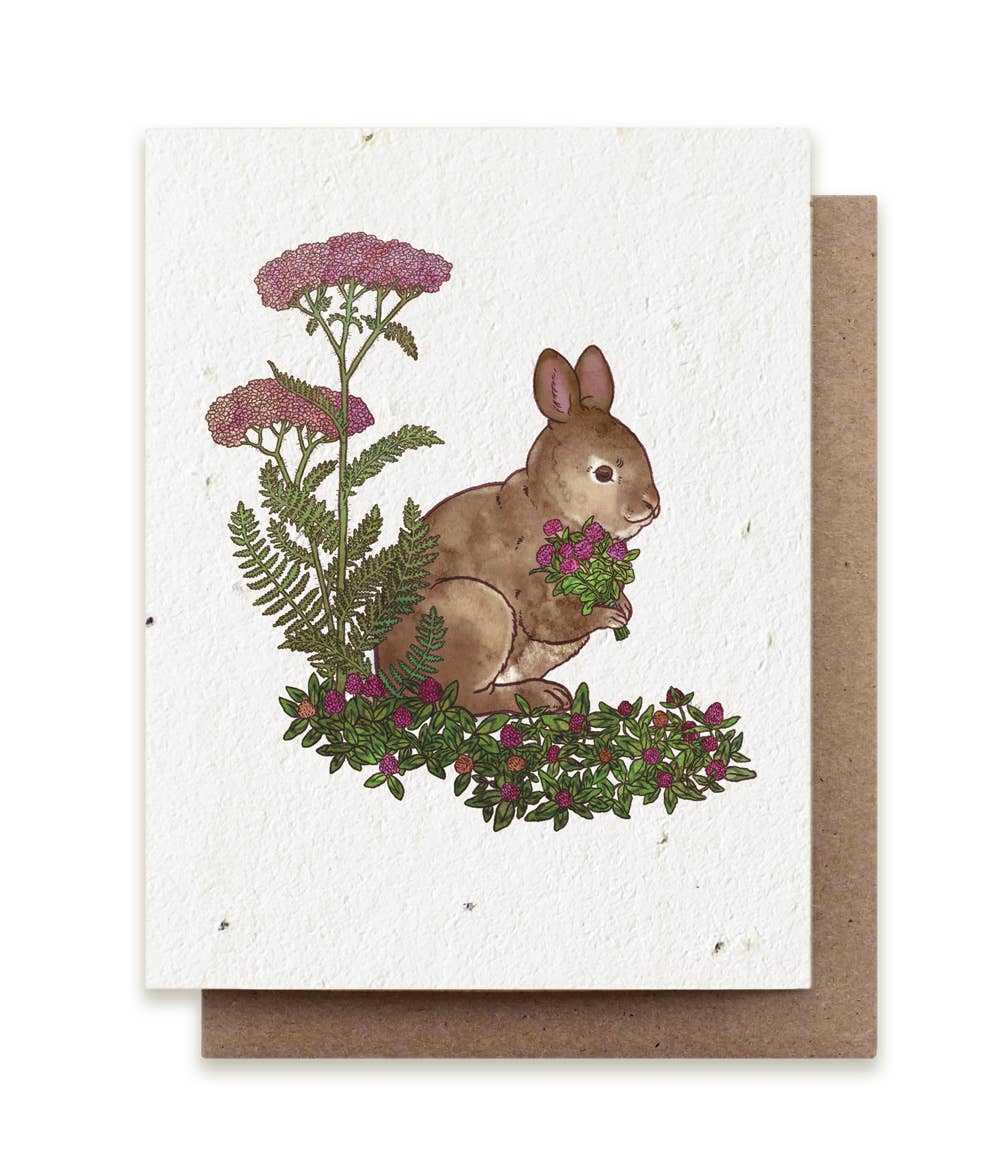 Rabbit Gathering Herbs | Plantable Herb Seed Card