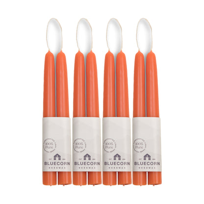 Clearance Candles - 4-Pair 8" Apricot Hand-Dipped beeswax tapers with white background