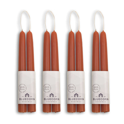 Clearance Candles - 4-Pair Terracotta Hand-Dipped beeswax tapers with white background