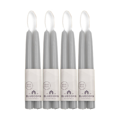 Clearance Candles - 4-Pair Gray Hand-Dipped beeswax tapers with white background