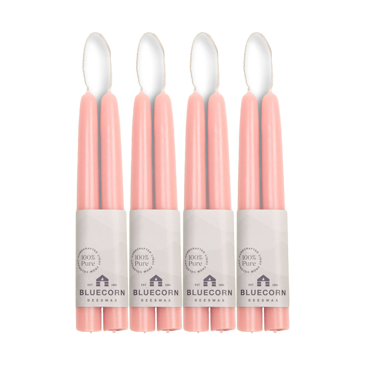 light pink candles taper candles beeswax candles bluecorn candles