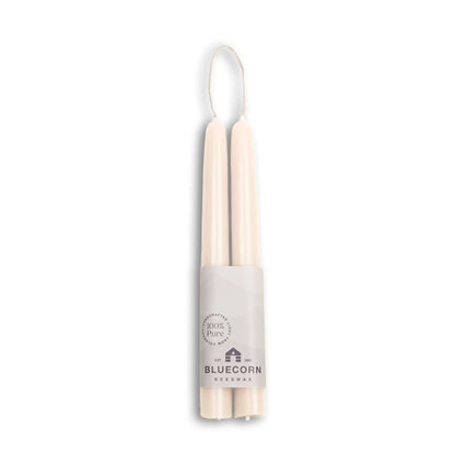 Pure beeswax candle sticks from Bluecorn Candles. White taper candles. Pair of 8" long candles. Non toxic candles. beeswax candles taper