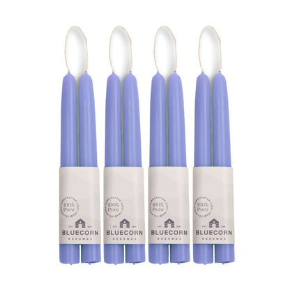 Clearance Candles - 4-Pair light purple Hand-Dipped beeswax tapers with white background