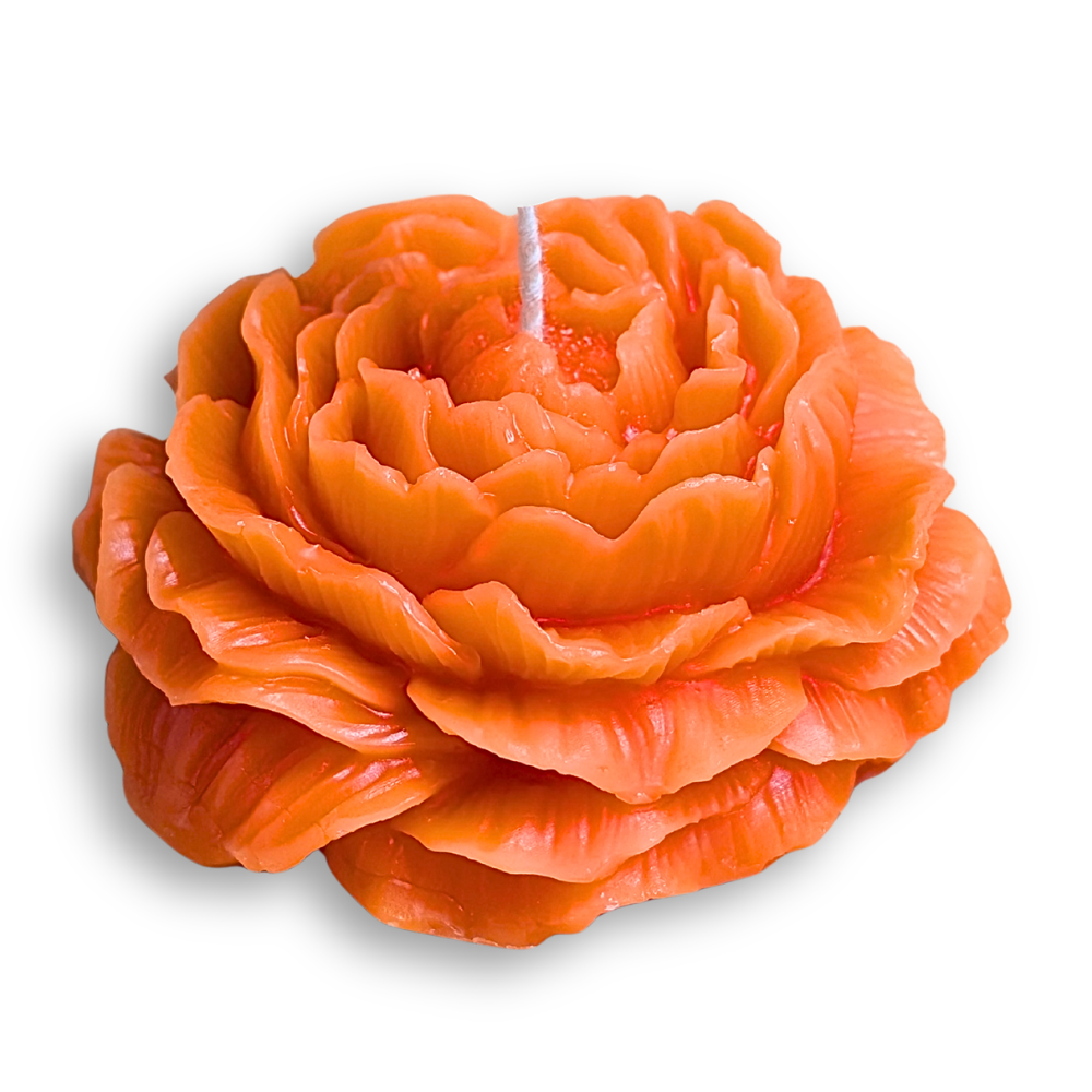 Apricot peony shaped candle