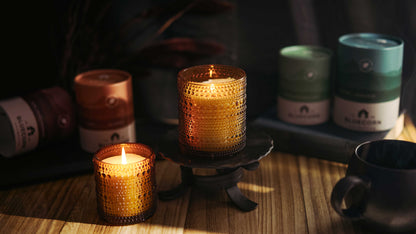 coconut wax winter scented candles in a variety of spice and musk western scents bluecorn - candle gift set	