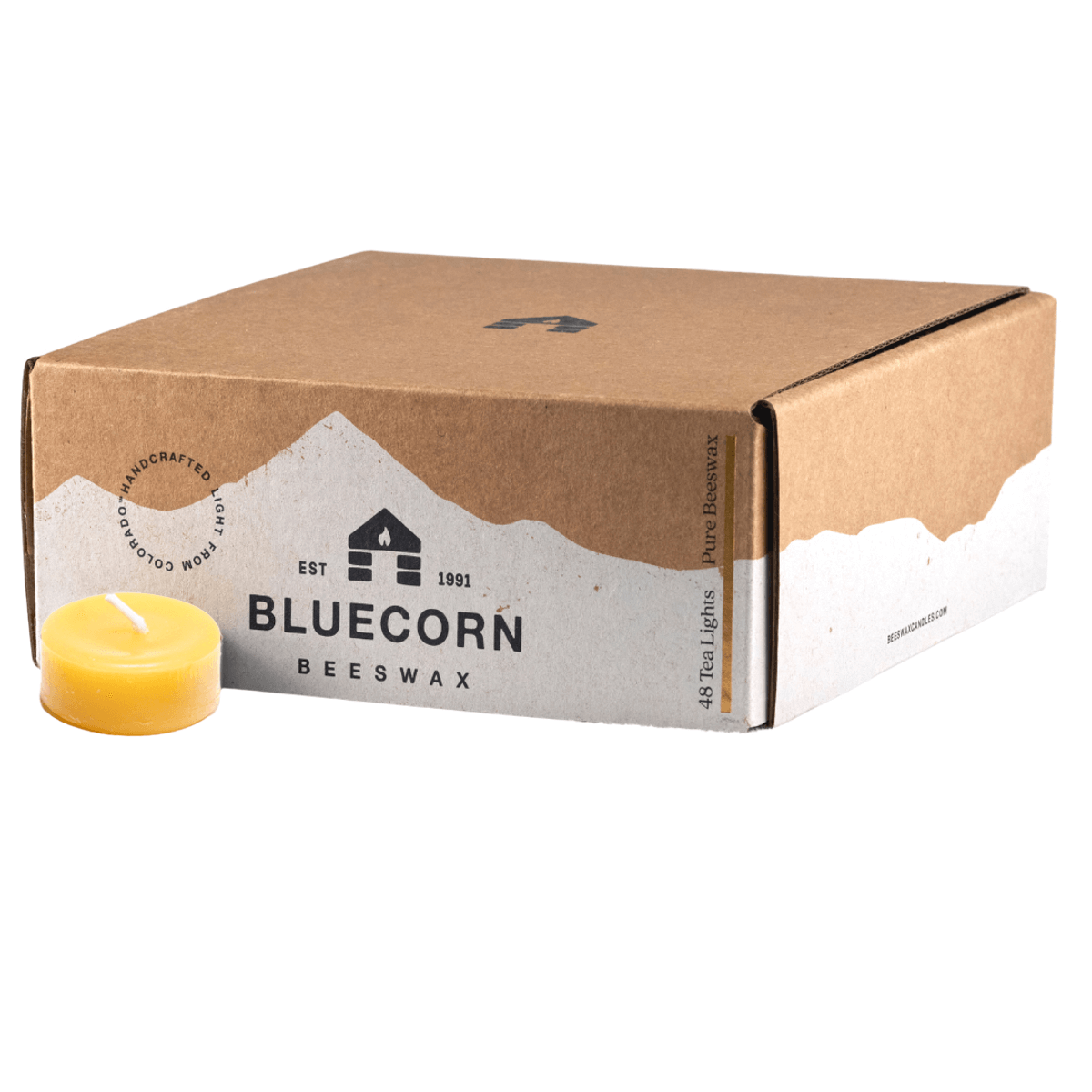 Bluecorn 48-pack of raw beeswax refill tea light candles without cups