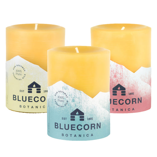 pure beeswax pillar candles scented with essential oils for fall