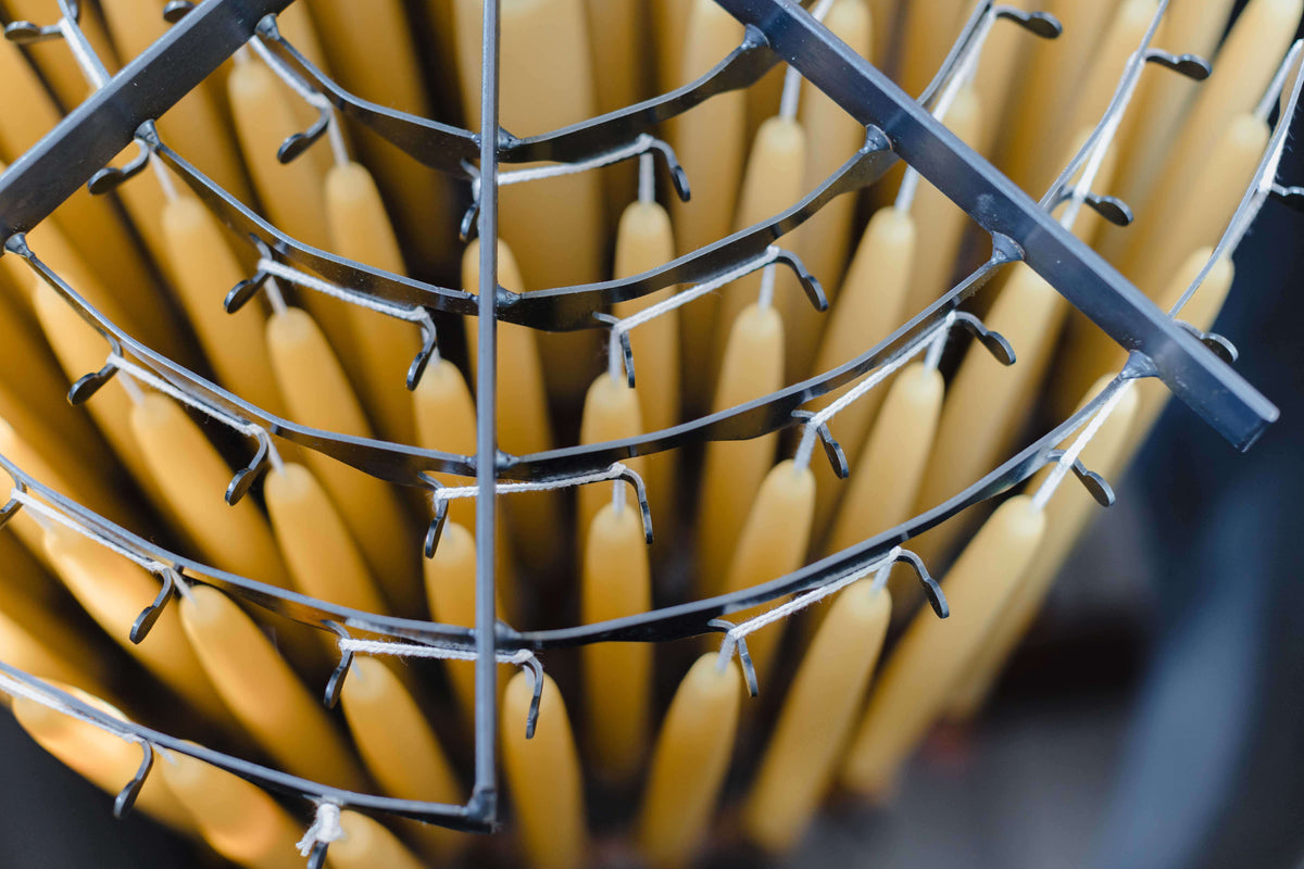 handmade beeswax candles taper dipping rack bluecorn