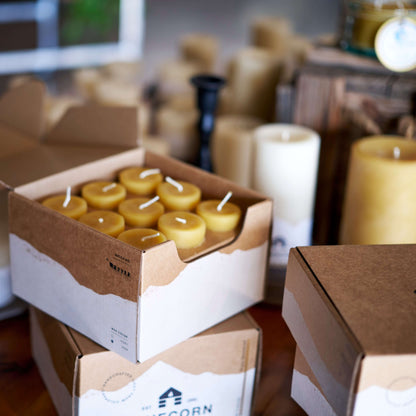 hand-poured beeswax candles all-natural votive candles in the bluecorn mercantile