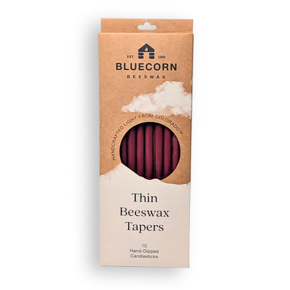 Thin Beeswax Taper Candles - Hand-Dipped, 10 Pack