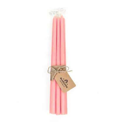 Dusty rose pink thin beeswax taper candles