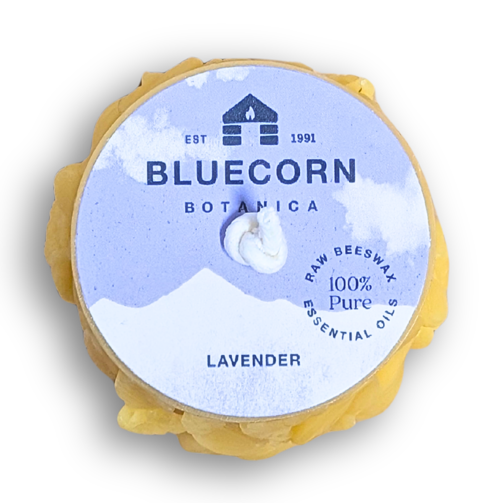 Bluecorn botanica lavender scented beeswax pillar candle made with essential oils