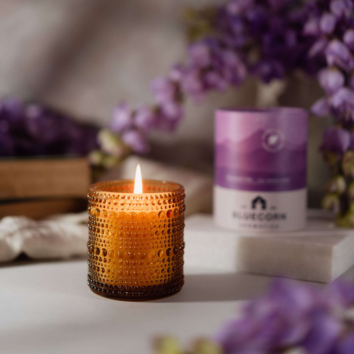 handmade in usa lilac scented candle bluecorn